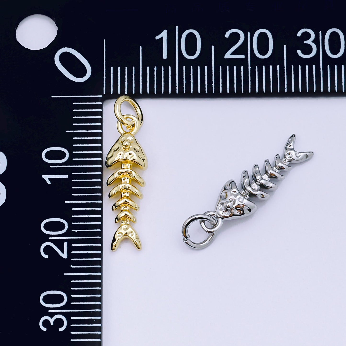 24K Gold Filled Fish Bones Pendant,Dainty Fish Bones Charm Bracelet Necklace for DIY Jewelry Making SupplY AJ-475