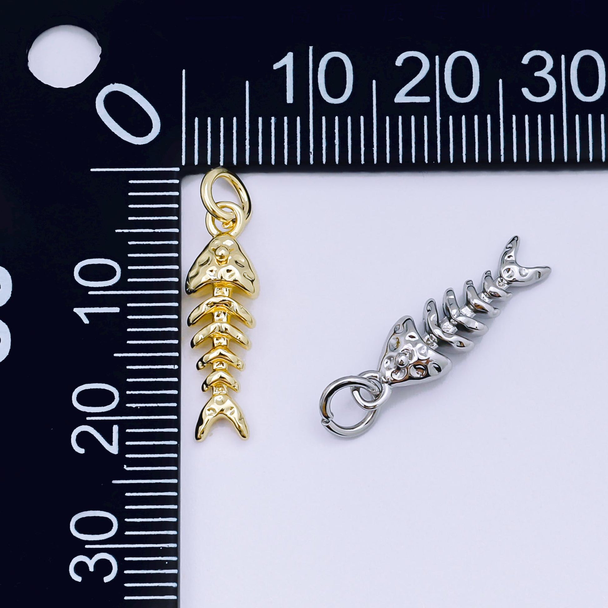 24K Gold Filled Fish Bones Pendant,Dainty Fish Bones Charm Bracelet Necklace for DIY Jewelry Making SupplY AJ-475