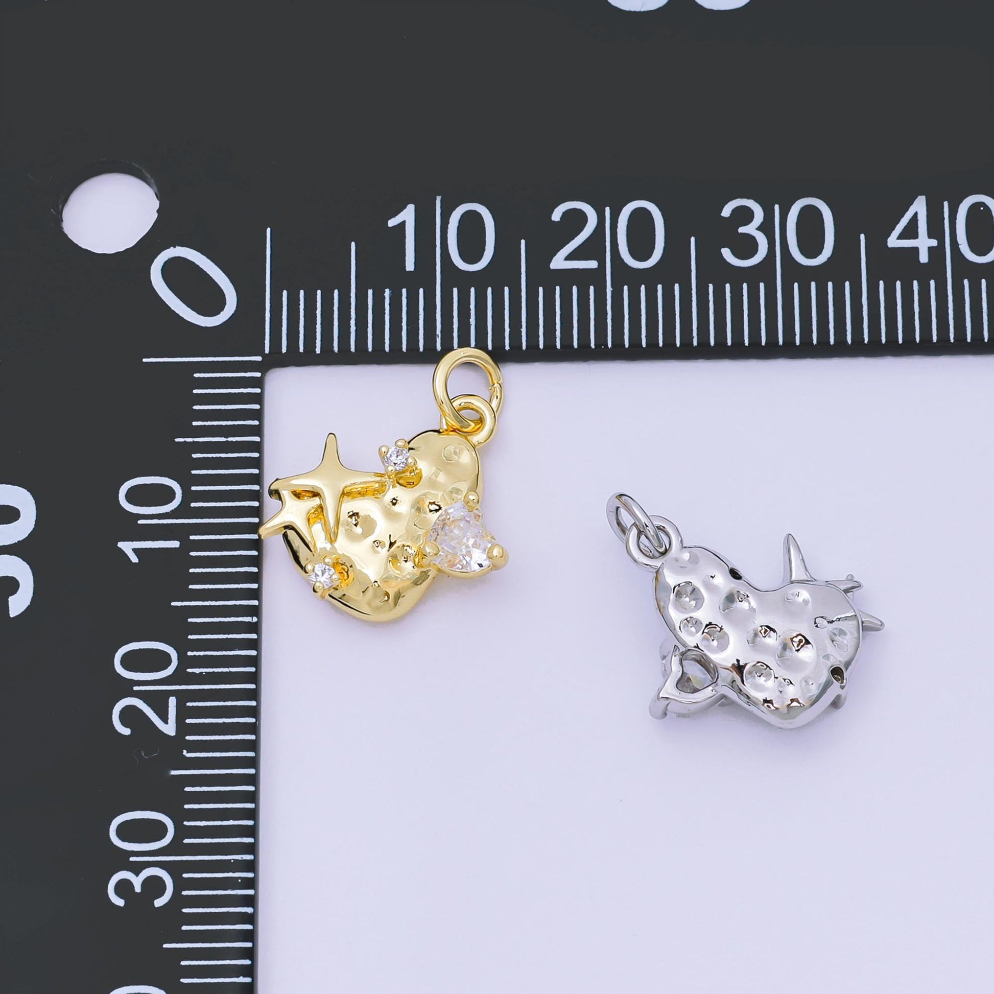 24k gold filled clear cz molten heart pendant in gold & silver Star | aj-476