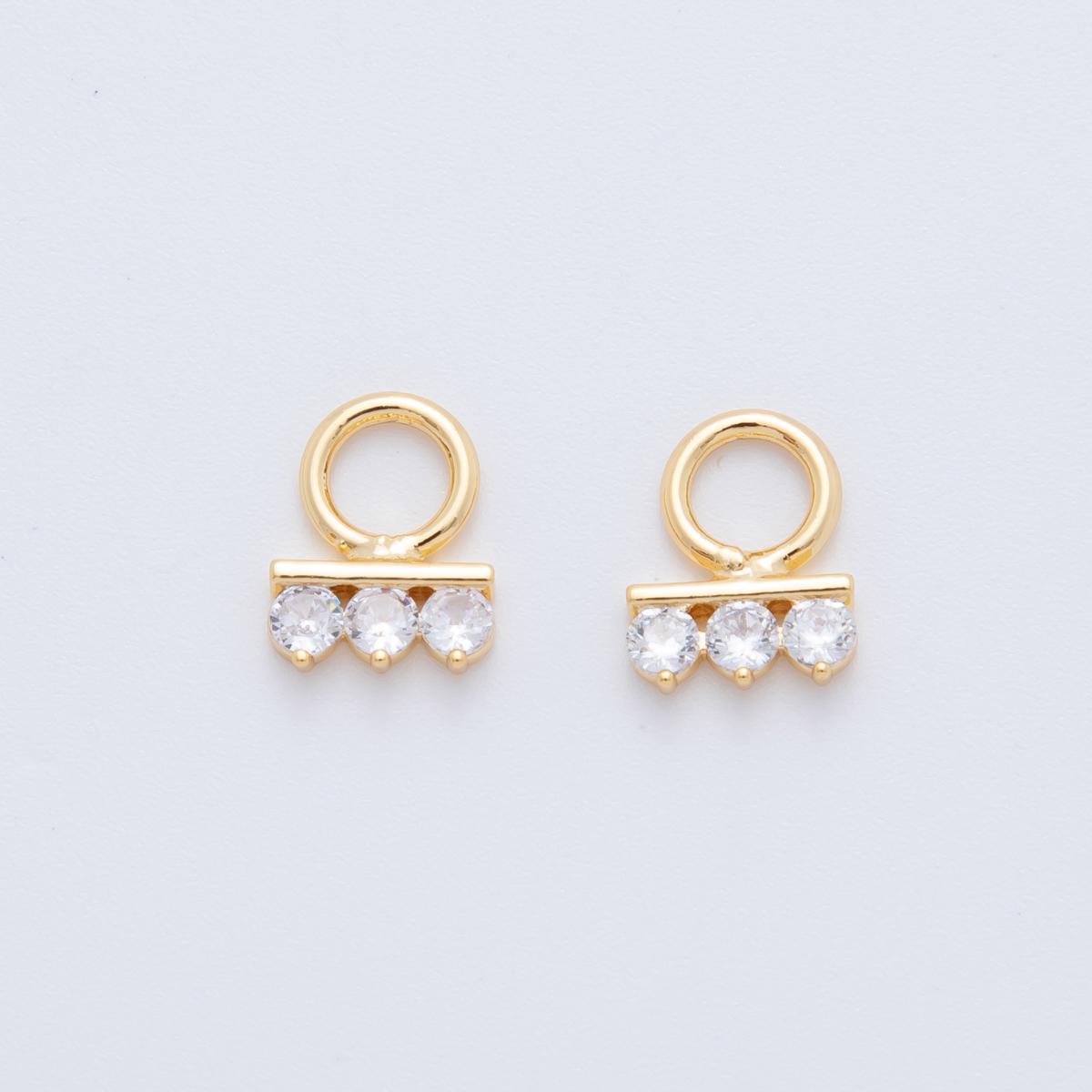 Tiny CZ Micro Pave Hoops Dangle Charm 18k Gold Filled Charm with Large Loop for Everyday Charm DIY Earring Jewelry Making Supply AF-733