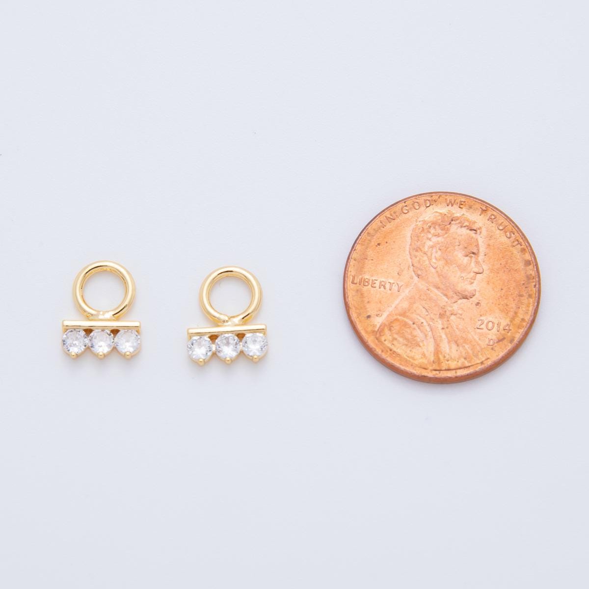 Tiny CZ Micro Pave Hoops Dangle Charm 18k Gold Filled Charm with Large Loop for Everyday Charm DIY Earring Jewelry Making Supply AF-733