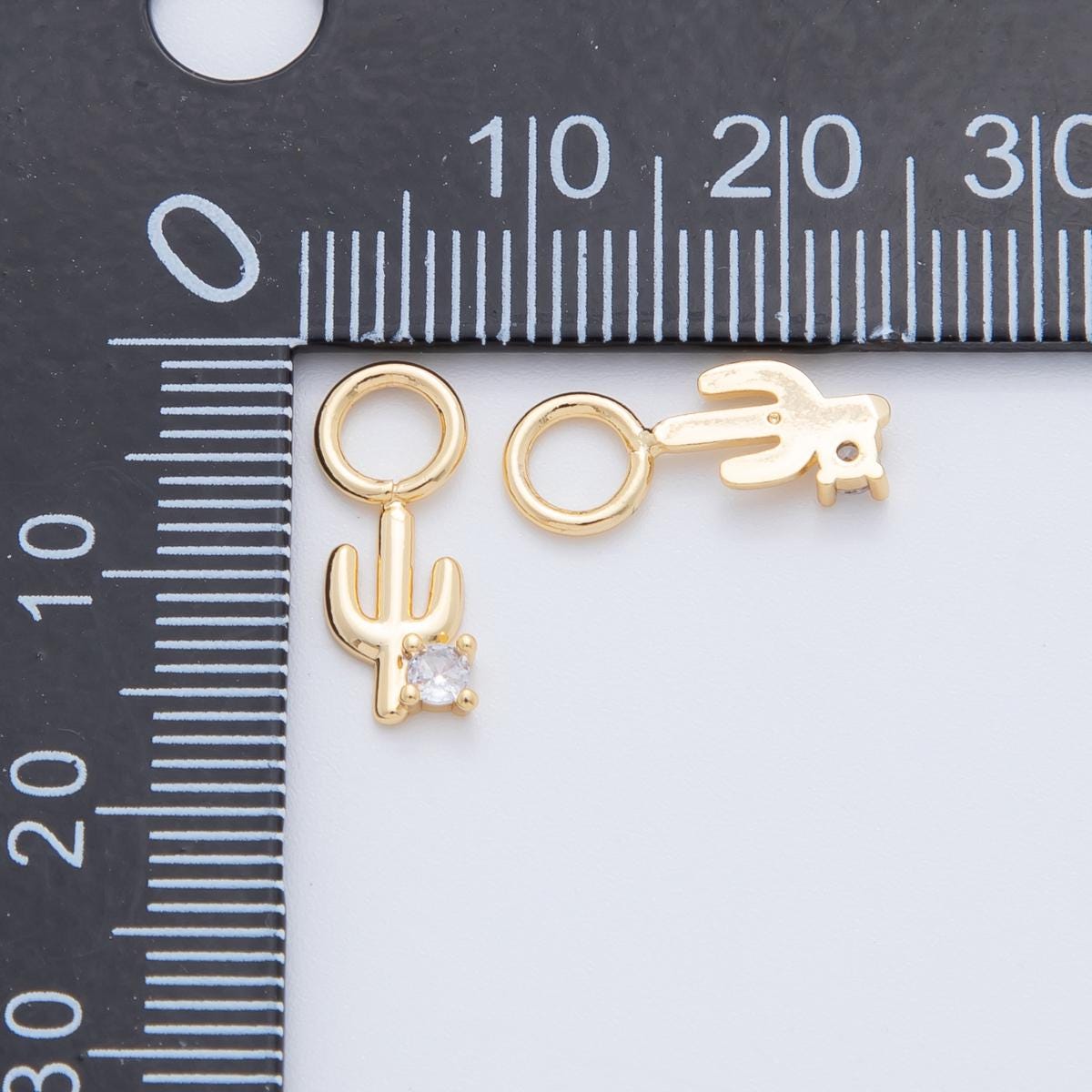 Tiny Cactus Hoops Dangle Charm 18k Gold Filled Succulent Charm with Large Loop for Everyday Charm DIY Earring Jewelry Making Supply AF-733
