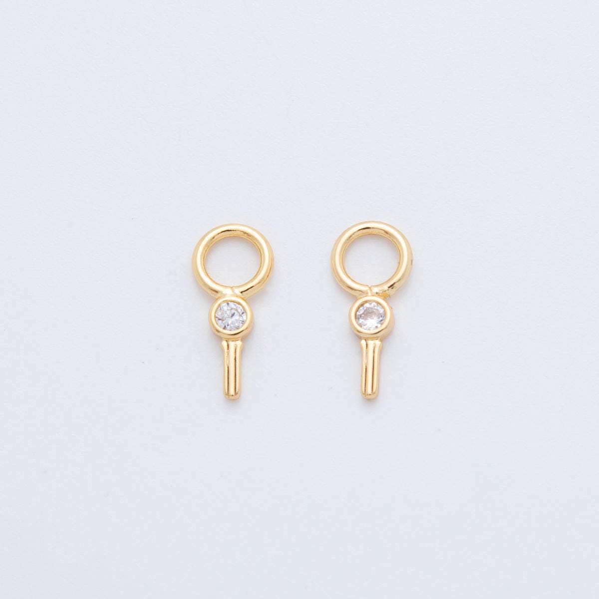 Tiny Key Hoops Dangle Charm 18k Gold Filled Lock Charm with Large Loop for Everyday Charm DIY Earring Jewelry Making Supply AF-735