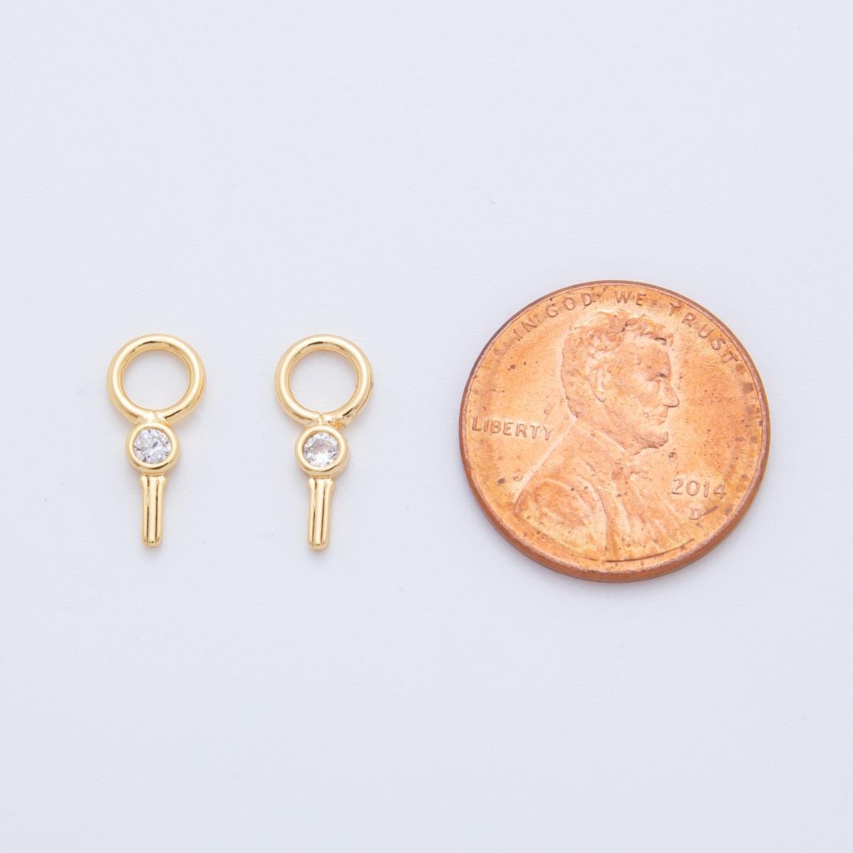 Tiny Key Hoops Dangle Charm 18k Gold Filled Lock Charm with Large Loop for Everyday Charm DIY Earring Jewelry Making Supply AF-735