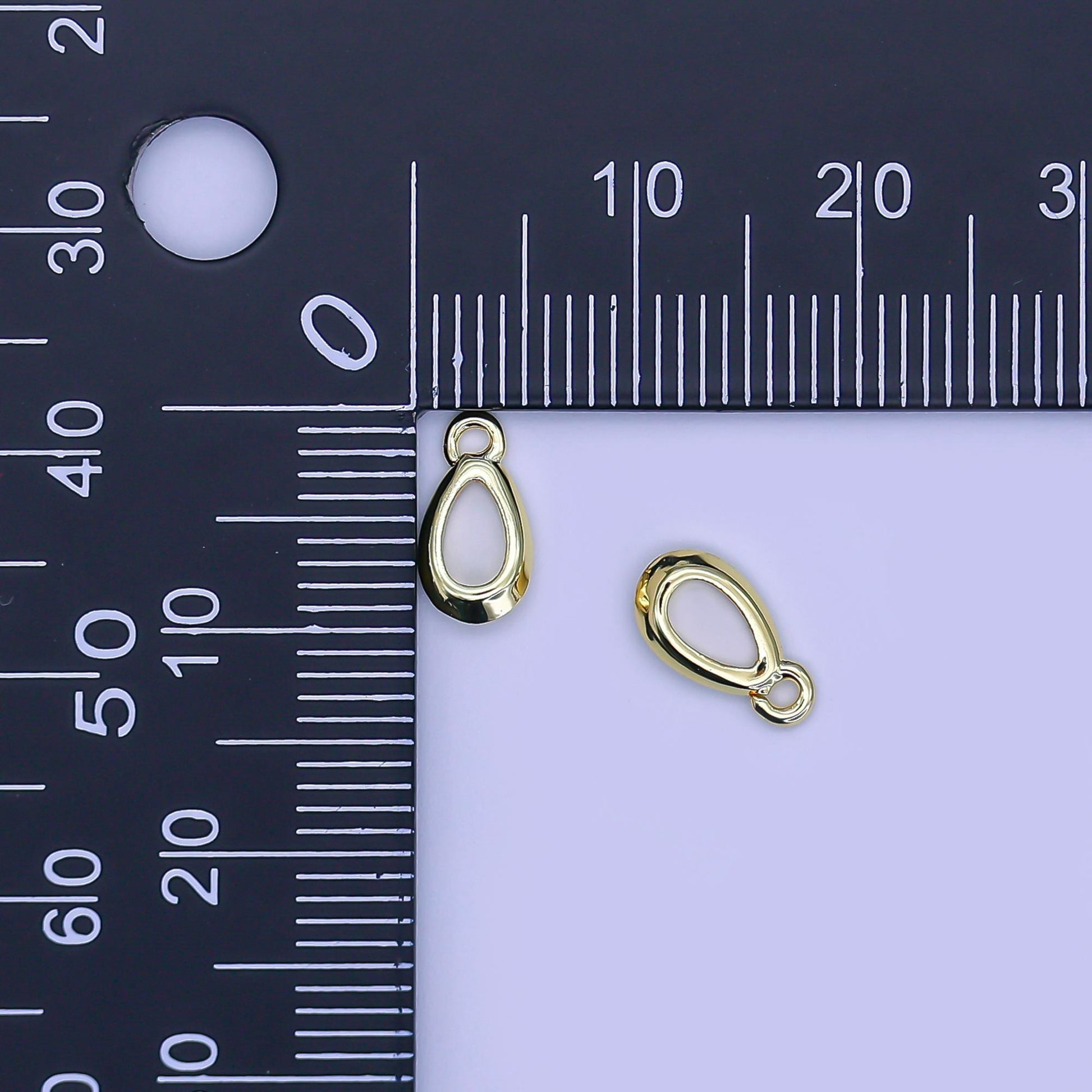 24k gold Filled mini tear drop pendant, tiny open charm dangle for bracelet necklace earrings for jewelry making supply Z-1099