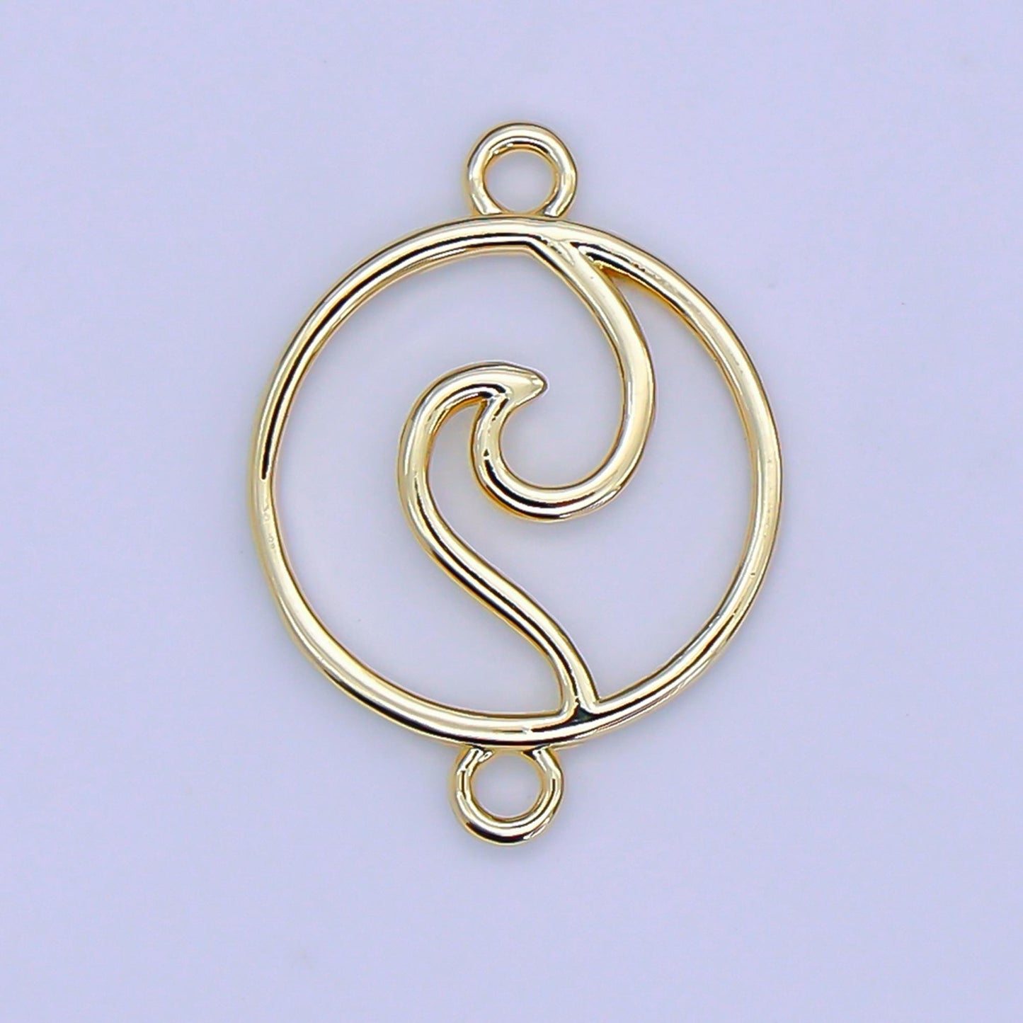 Ocean themed beach wave gold water element charm Connector for necklace bracelet women Y-016