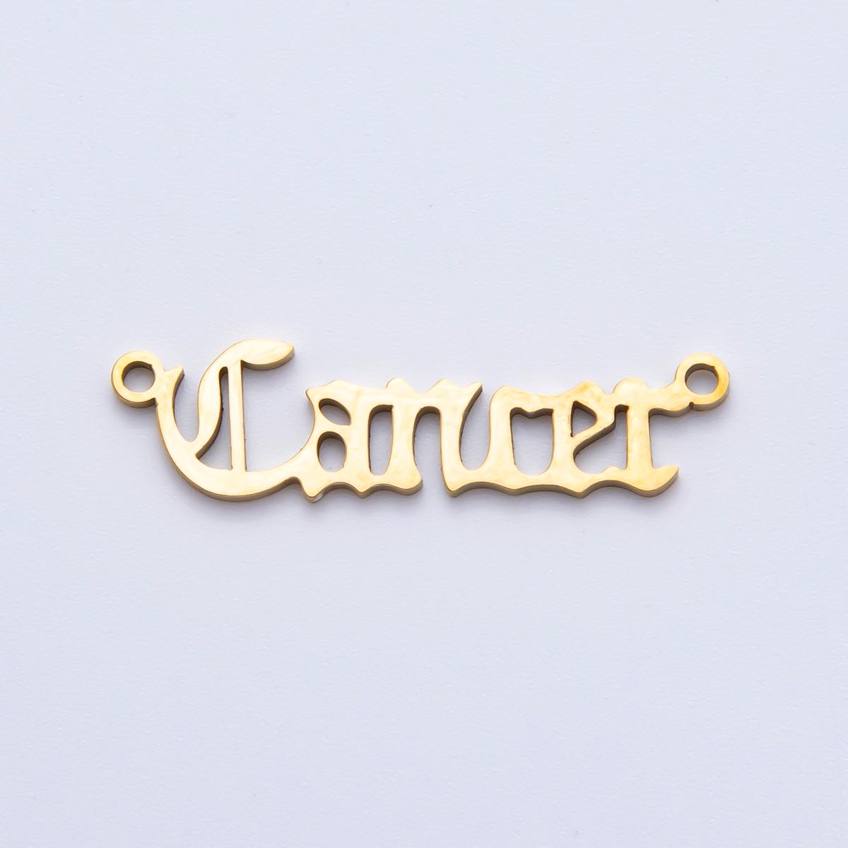 PVD Gold Stainless Steel English font astrology zodiac charms connector for necklace bracelet link, personalized jewelry wholesale A-1341