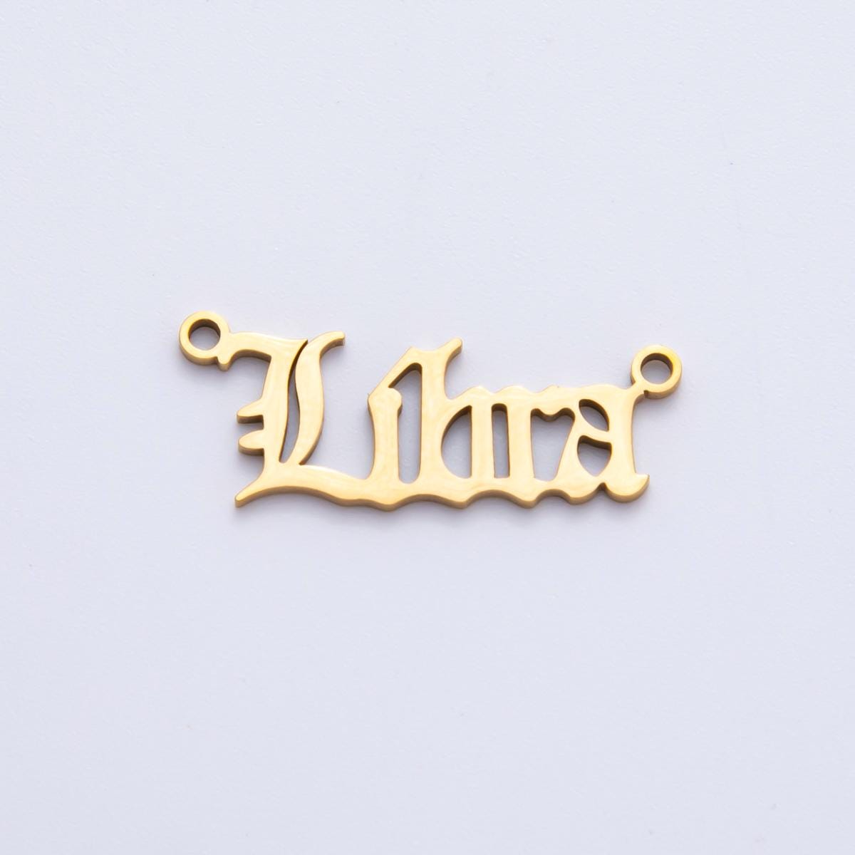 PVD Gold Stainless Steel English font astrology zodiac charms connector for necklace bracelet link, personalized jewelry wholesale A-1341