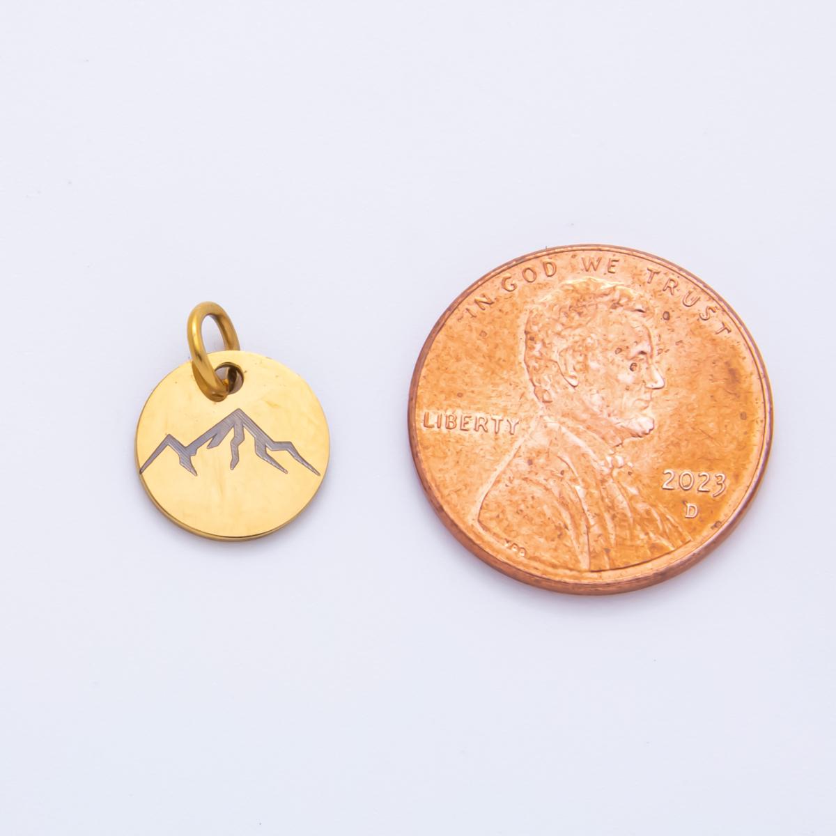 Mini Gold Stainless Steel Coin Pendant Engrave Laser Jewelry Making Supply 13mm Round Charm AH-904