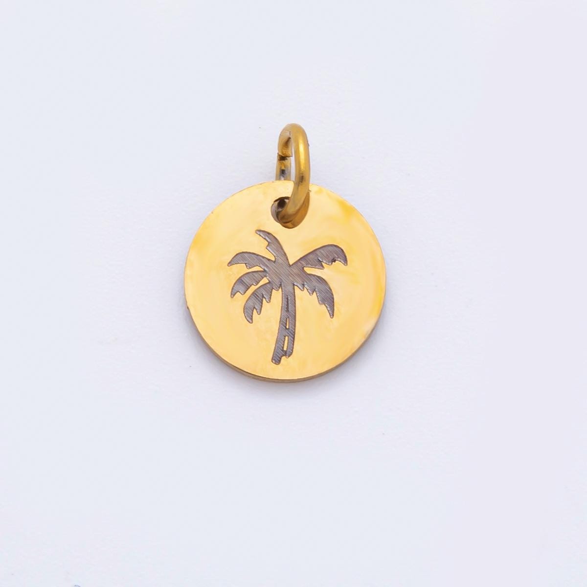 Mini Gold Stainless Steel Coin Pendant Engrave Laser Jewelry Making Supply 13mm Round Charm AH-904