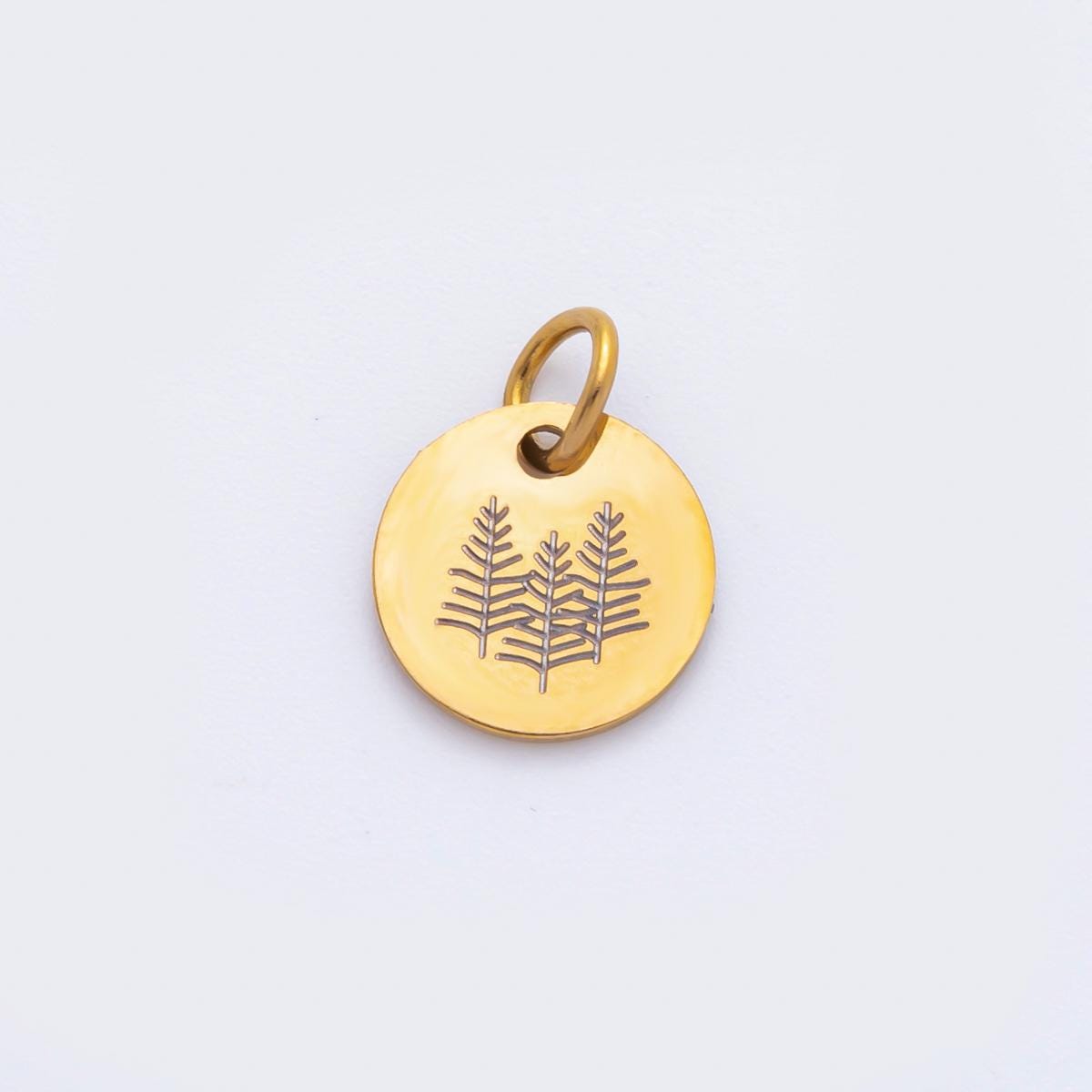 Mini Gold Stainless Steel Coin Pendant Engrave Laser Jewelry Making Supply 13mm Round Charm AH-904