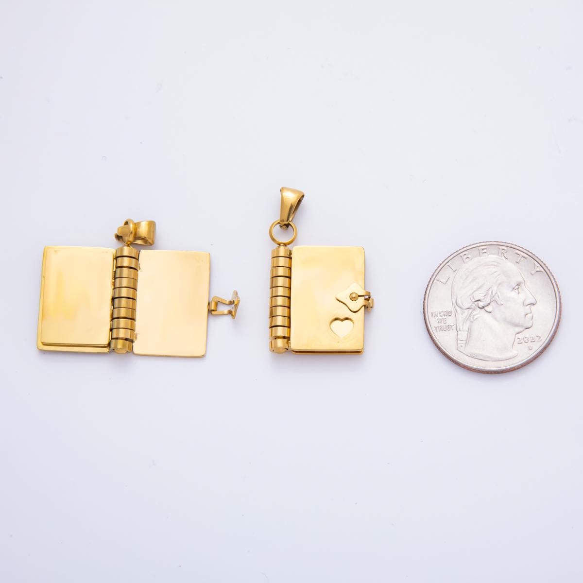 Dainty gold diary charm open book charm engravable blank paper charm for personalized message jewelry P-742
