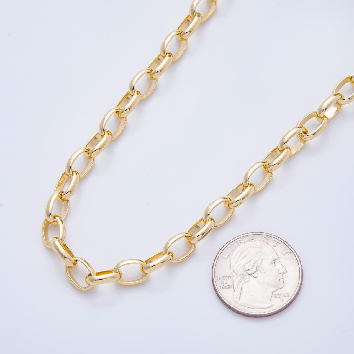 Large Chunky Gold Oval Chain, Thick Link Chain by the Yard Wholesale Chain Jewelry Supplies ROLL-1687