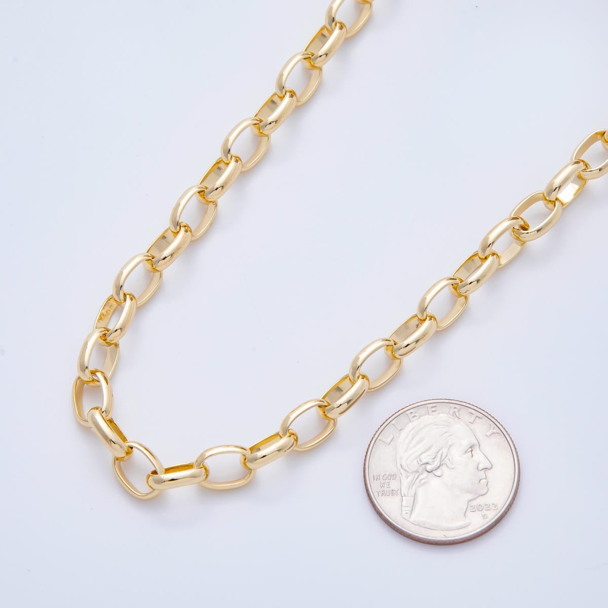 Big Curb Gold Oval Chain, Thick Link Chain by the Yard Wholesale Chain Jewelry Supplies ROLL-1689