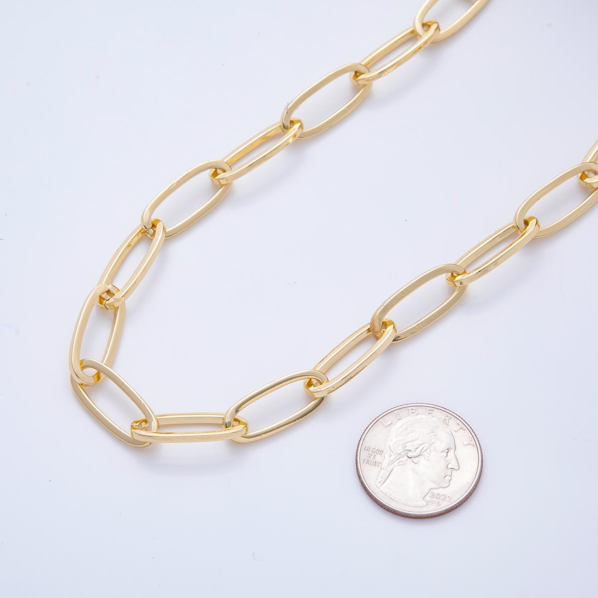 Big Curb Oval Chain Chunky Paper Clip Oval Link Chain by the Yard Wholesale Chain Jewelry Supplies ROLL-1691