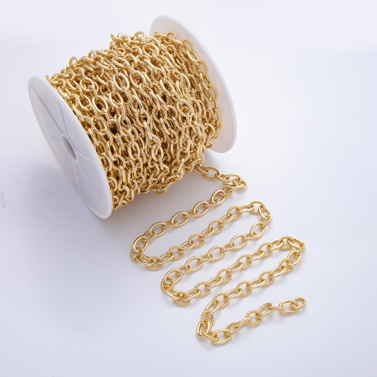 16k Gold Filled Twist Link Rope Rollo Chain by Fancy Chain by Yard, Wholesale bulk Roll Chain Jewelry Making Roll-1692