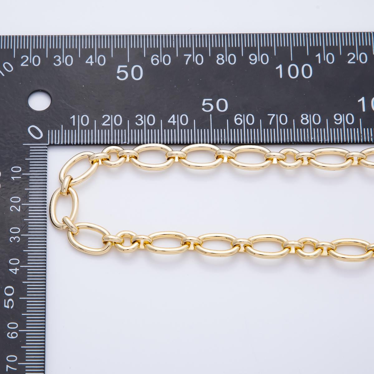 Gold Oval Stadium Cable Paperclip Chain by Yard, Link Cable Rolo Elongate Chain Wholesale bulk Roll Chain for Jewelry Making ROLL-1693