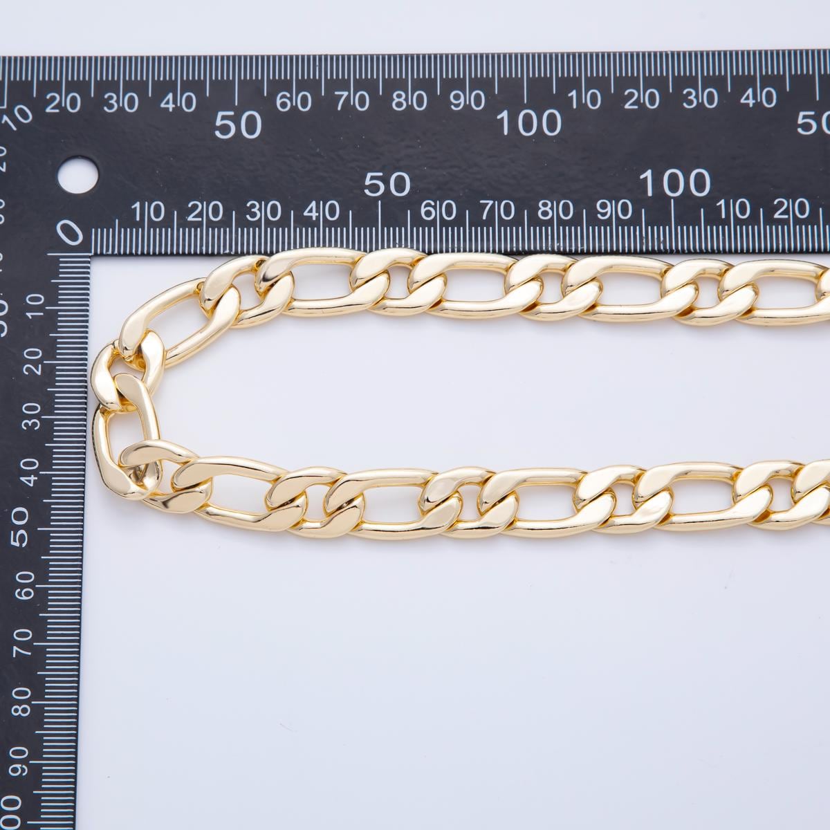 Chunky figaro 16k gold Filled chain by yard, link cable link elongate chain, wholesale bulk roll chain diy craft 12mm Rolll-1694