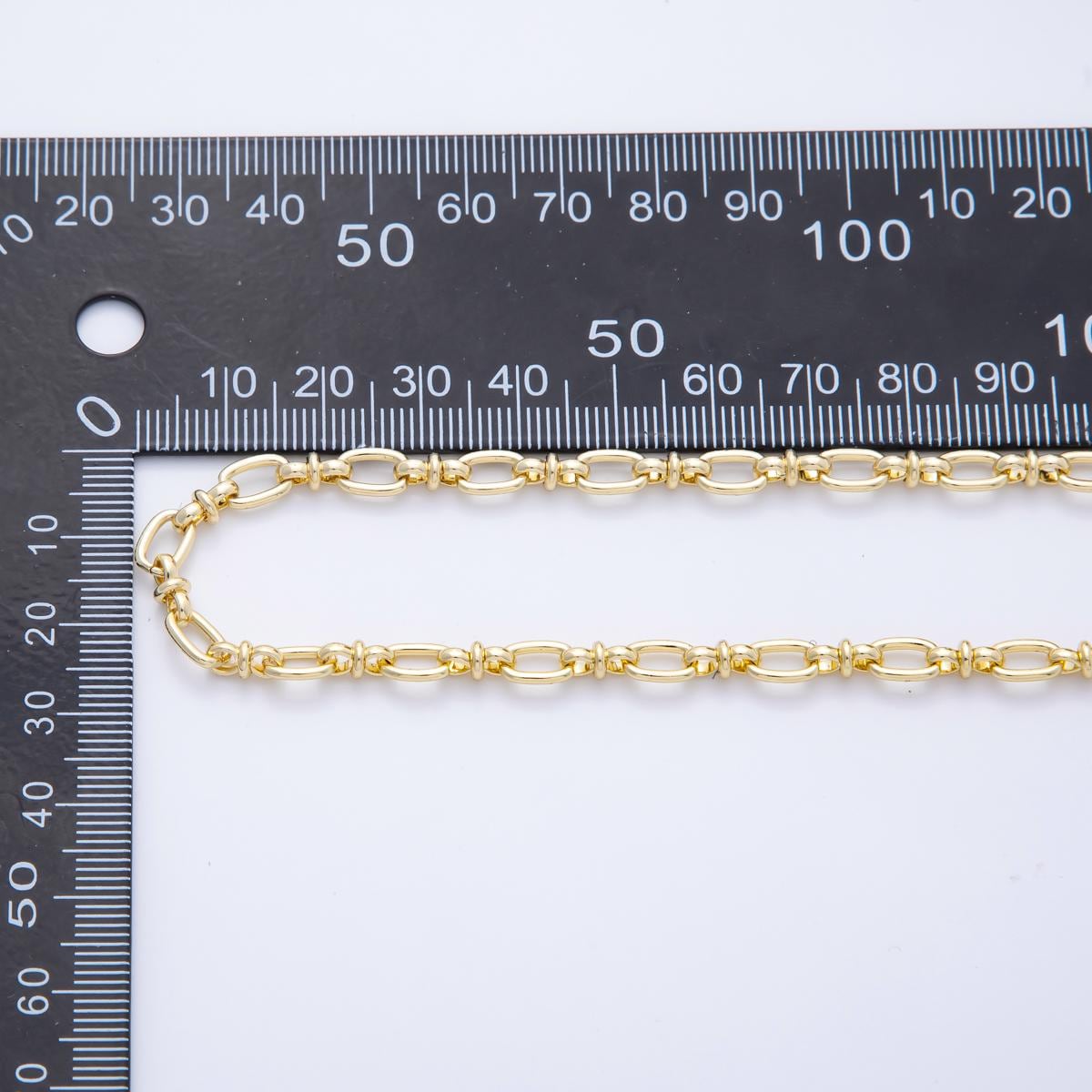 16K Gold Filled Stadium Cable Paperclip Chain by Yard, Link Cable Oval Elongate Chain Wholesale bulk Roll Chain for Jewelry Making Roll-1696