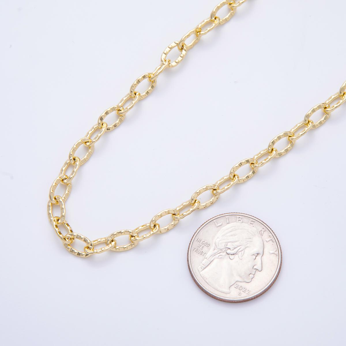 Dainty gold Rolo cable chain by yard, delicate rolo cable chain, thin textured wholesale bulk roll chain for jewelry making ROLL-1697