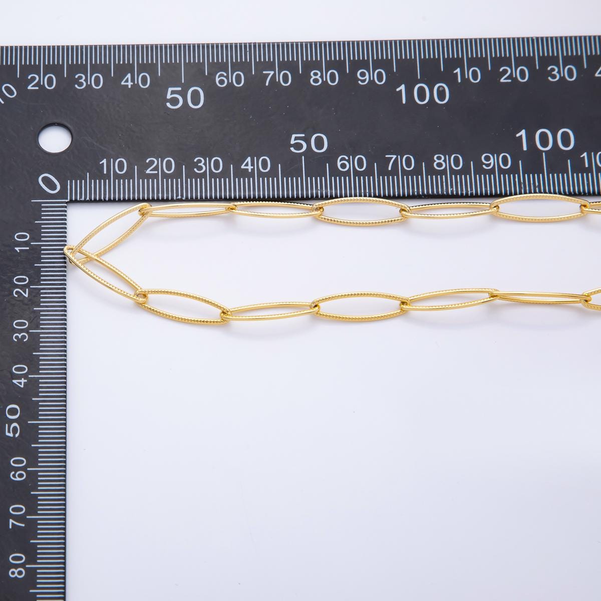 Textured Paperclip Chain Stainless Steel Chain by Yard 1mm Thickness Oval Link Chain by Yard Gold Paper Clip Link for DIY Craft ROLL-1702