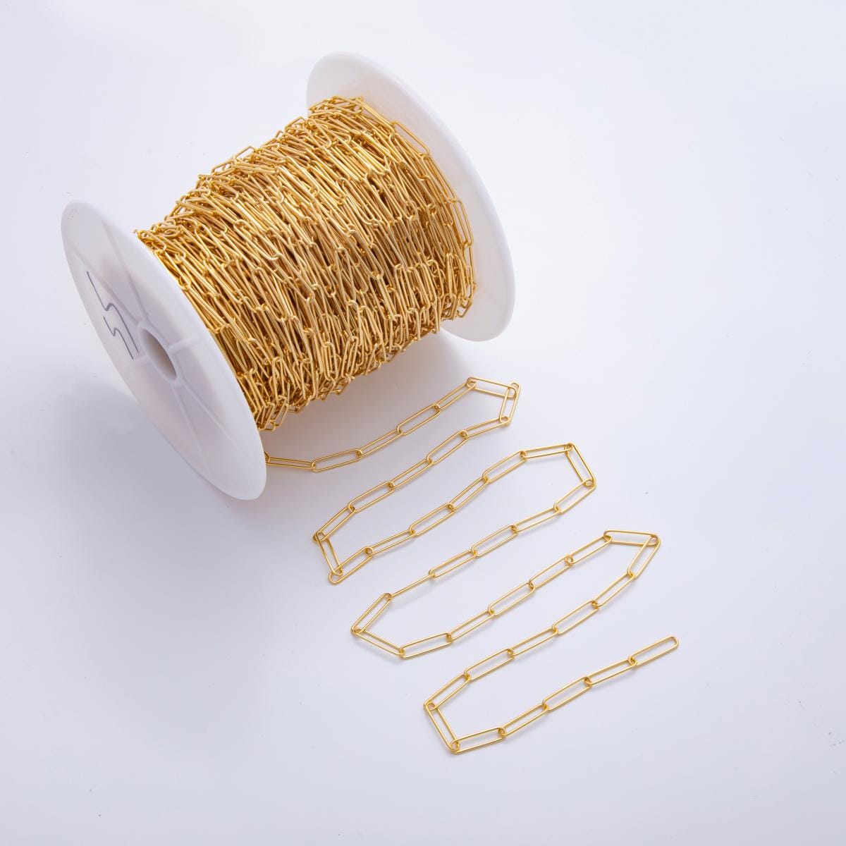 Gold stainless steel 20x5mm paperclip unfinished chain by yard tarnish free wholesale chain for necklace bracelet supply | ROLL-1703
