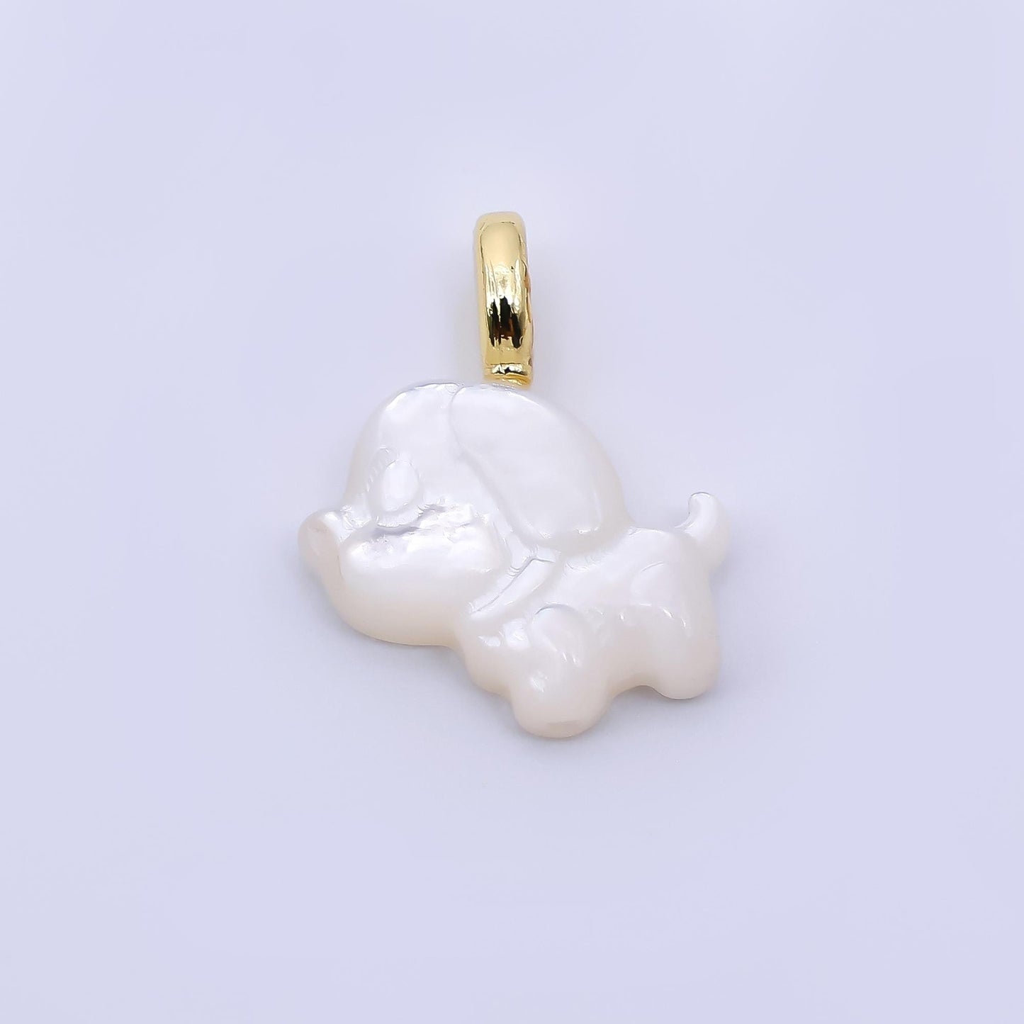 Dainty dog pendant lead nickel free 24k gold filled Pets charm abalone, pearl animal Doggy charm necklace bracelet jewelry making AF-564