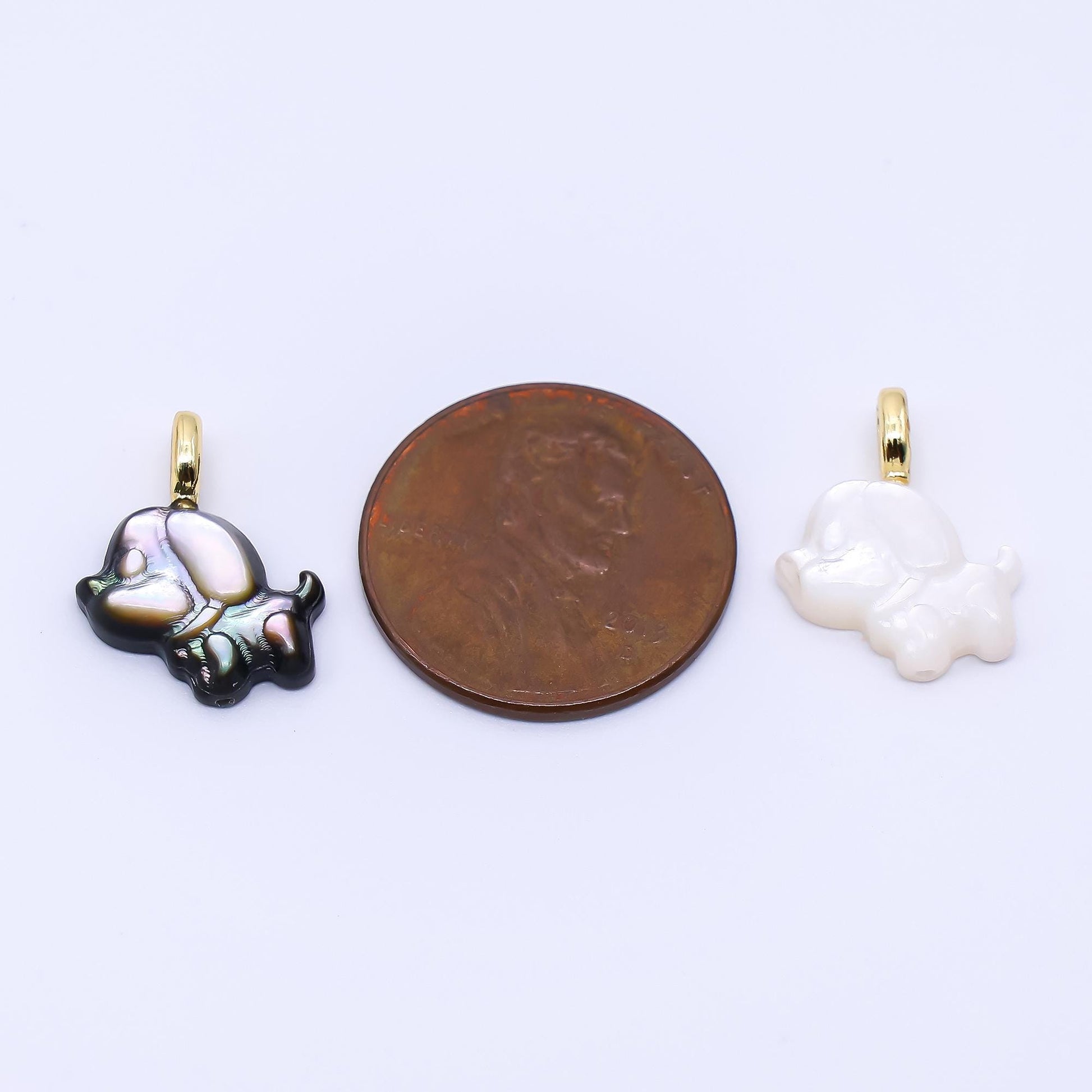 Dainty dog pendant lead nickel free 24k gold filled Pets charm abalone, pearl animal Doggy charm necklace bracelet jewelry making AF-564