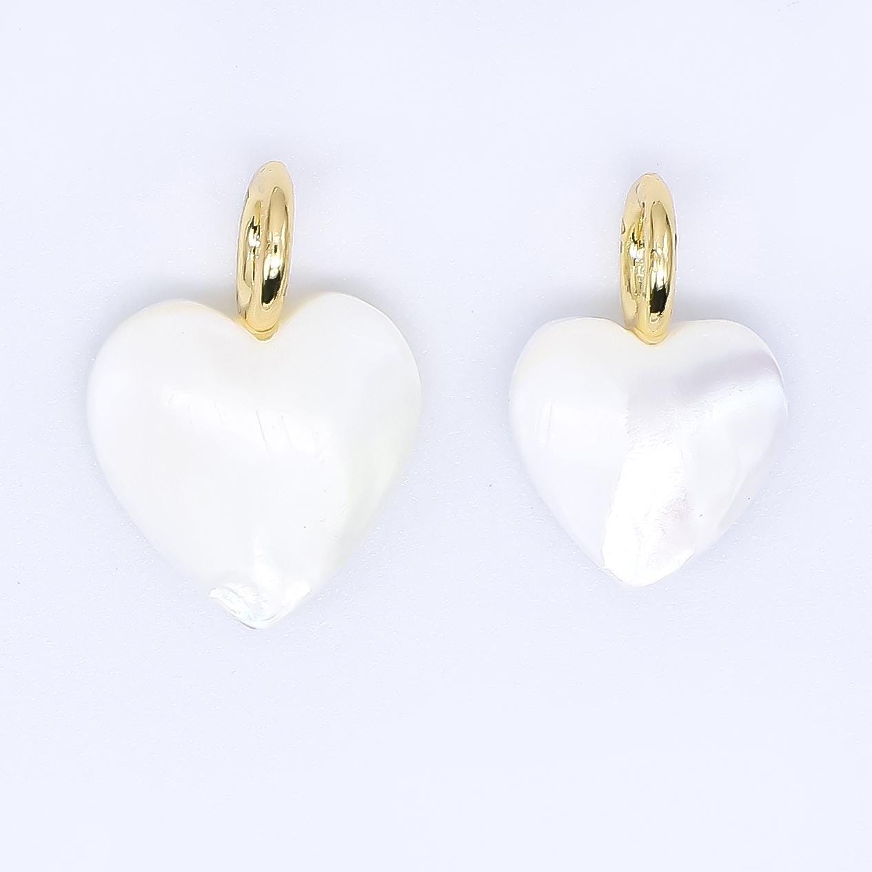 Dainty heart pearls charm gold white Shell Pearl for necklace bracelet earring wedding jewelry making minimalist P-1733