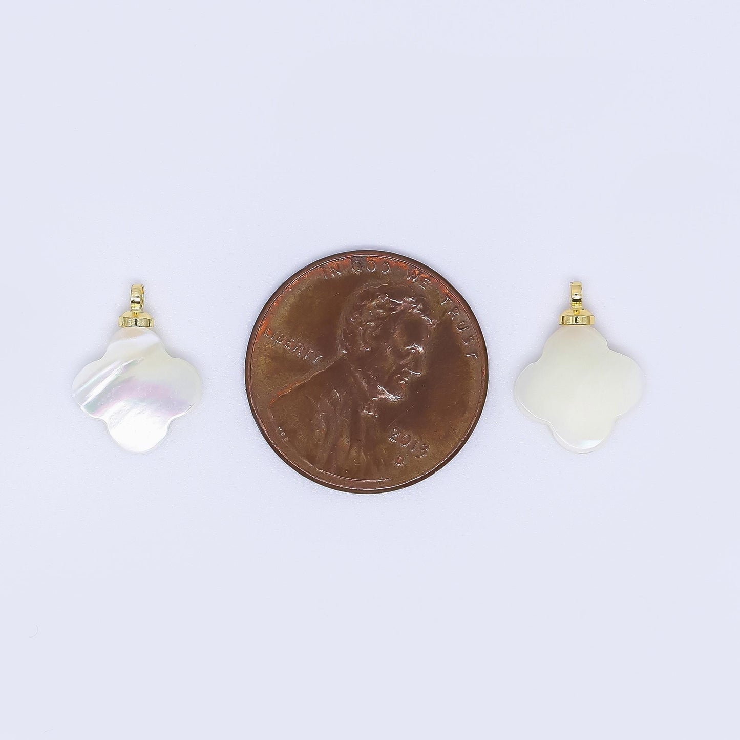 24K Gold Filled White Shell Pearl Clover Charm | PA-1824