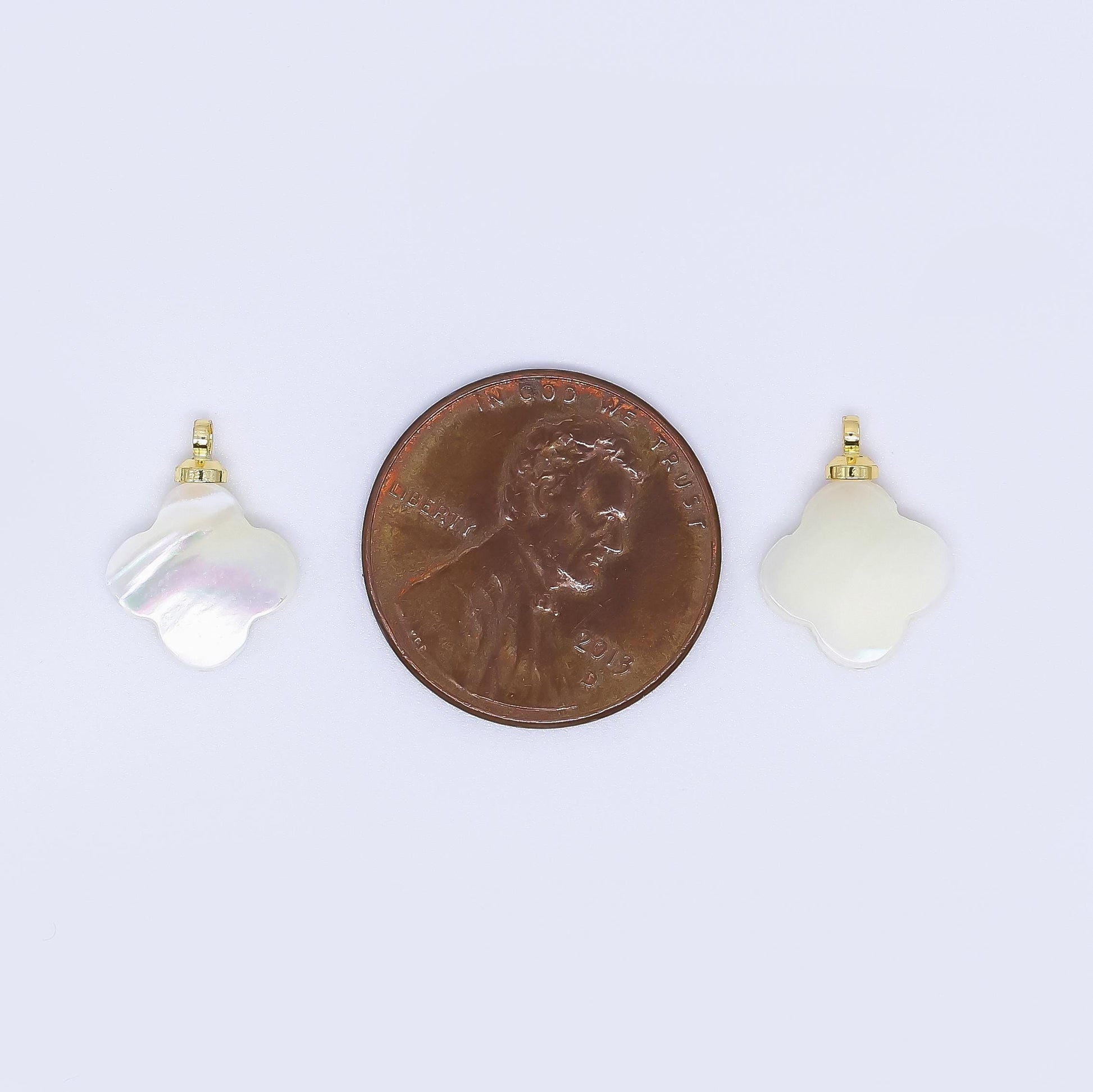 24K Gold Filled White Shell Pearl Clover Charm | PA-1824