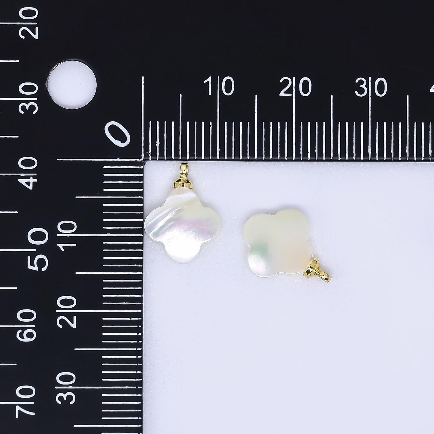 24K Gold Filled White Shell Pearl Clover Charm | PA-1824