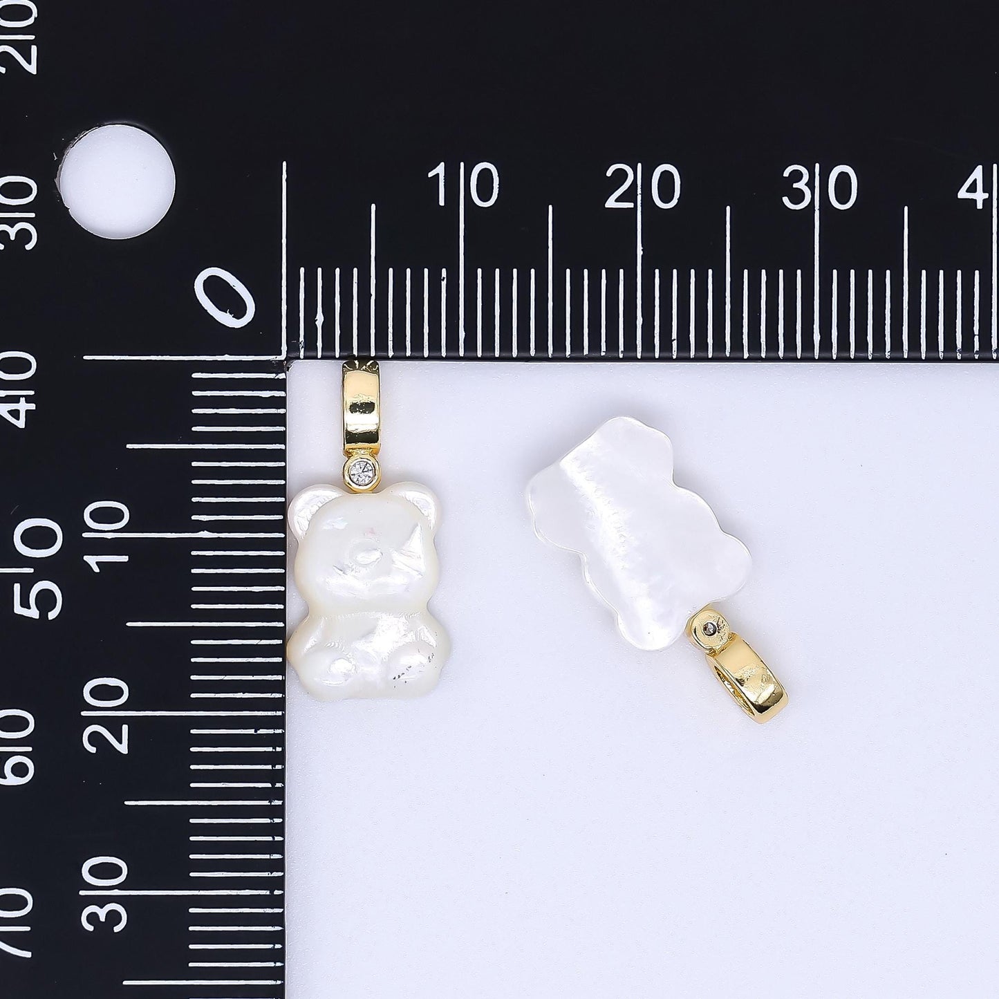White 3d mini teddy bear pendant lead nickel free Pearl animal charm necklace bracelet jewelry making AF-558