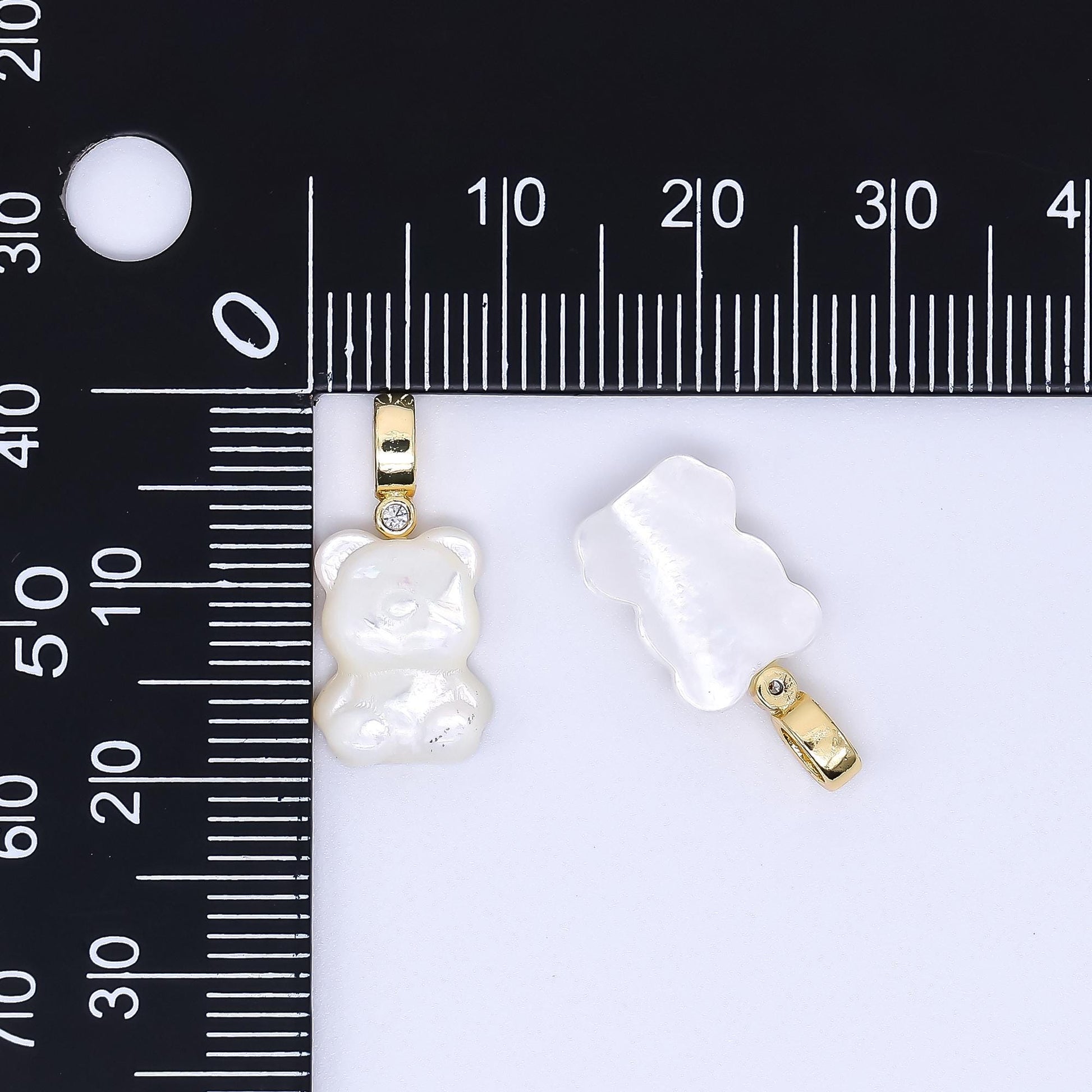 White 3d mini teddy bear pendant lead nickel free Pearl animal charm necklace bracelet jewelry making AF-558