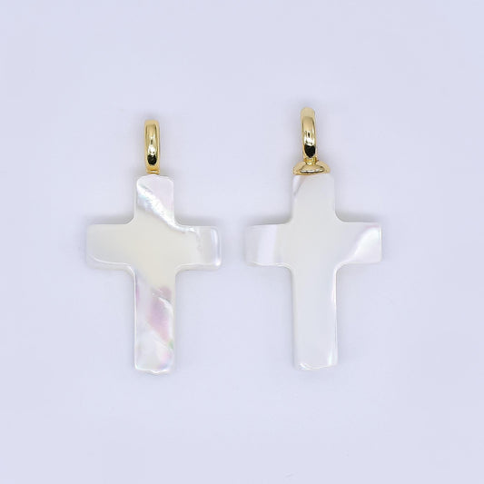 Cross pearls charm 24x13mm white Shell pearls for necklace bracelet earring Religious jewelry making minimalist AF-552