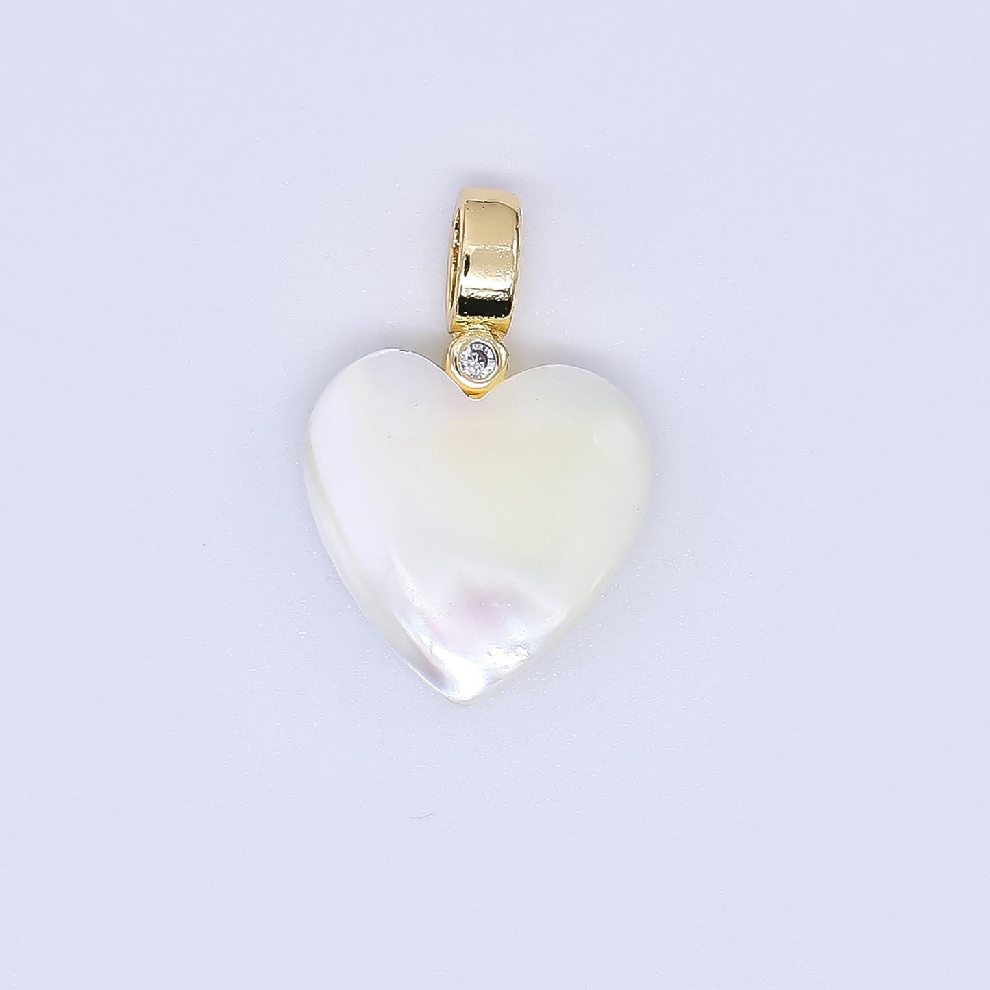 Dainty White heart pearls charm Snow Shell Pearl for necklace bracelet earring wedding jewelry making minimalist AF-557