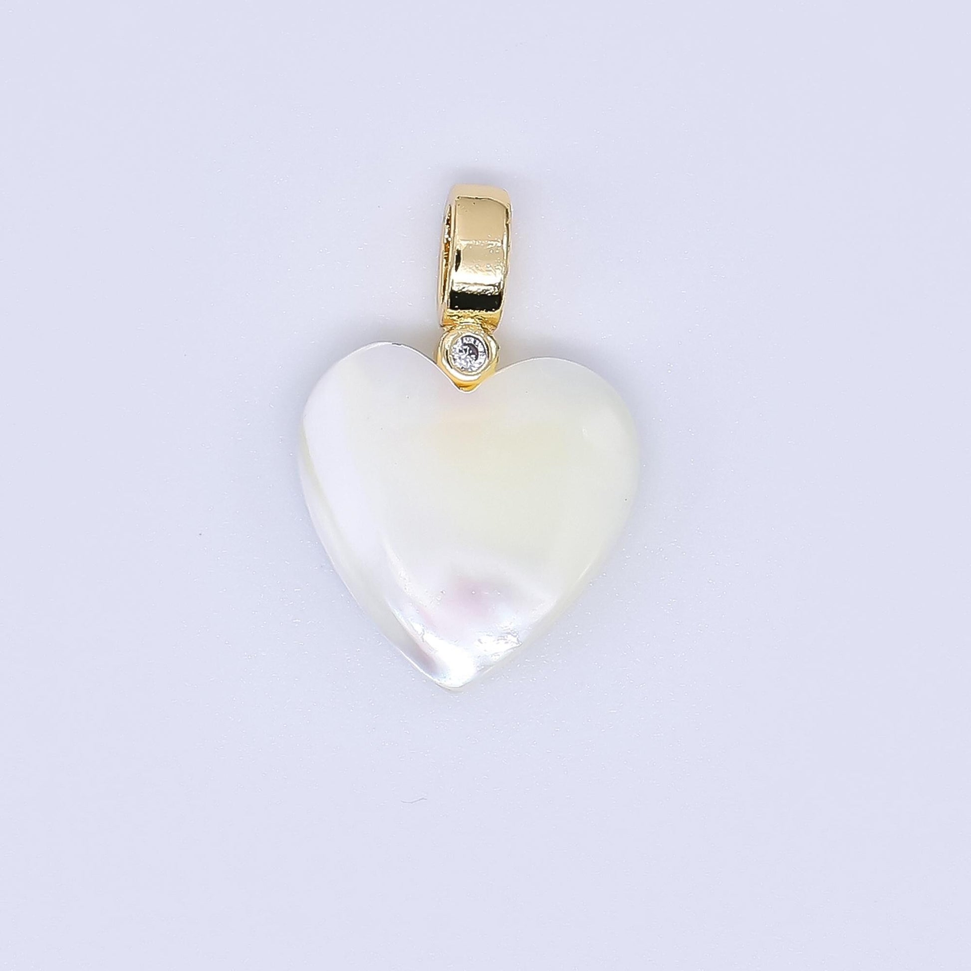 Dainty White heart pearls charm Snow Shell Pearl for necklace bracelet earring wedding jewelry making minimalist AF-557