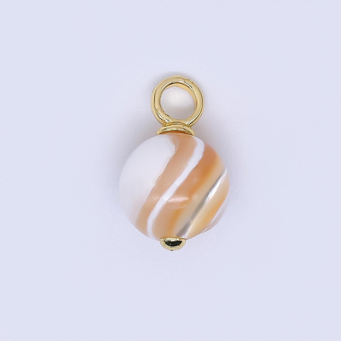 Mini Gold Filled Brown Coffee Latte pearl charm 10 mm Round shape Shell Pearl charm CZ loop P-A1788