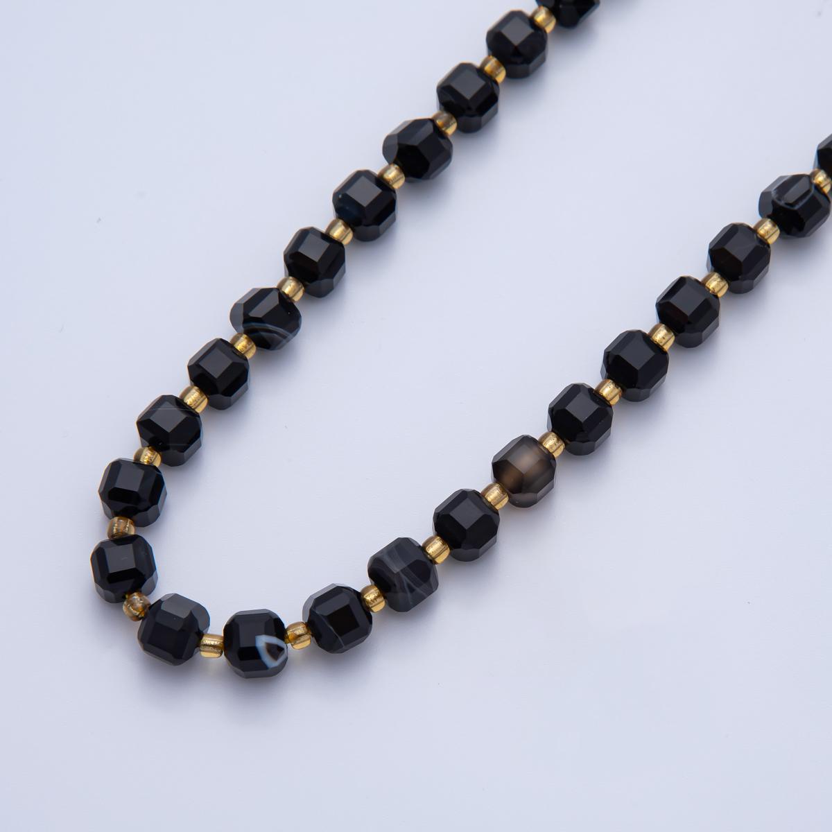 Black Obsidian Natural Gemstone 6.5mm Faceted Cube Dice Square Beads Strand | WA-3549