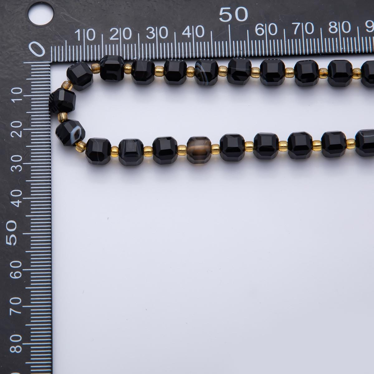 Black Obsidian Natural Gemstone 6.5mm Faceted Cube Dice Square Beads Strand | WA-3549
