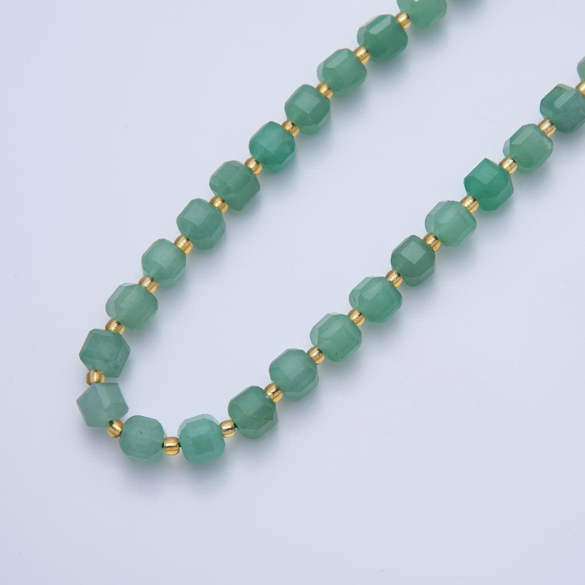Green Aventurine Natural Gemstone 6.5mm Faceted Cube Dice Square Beads Strand | WA-3550