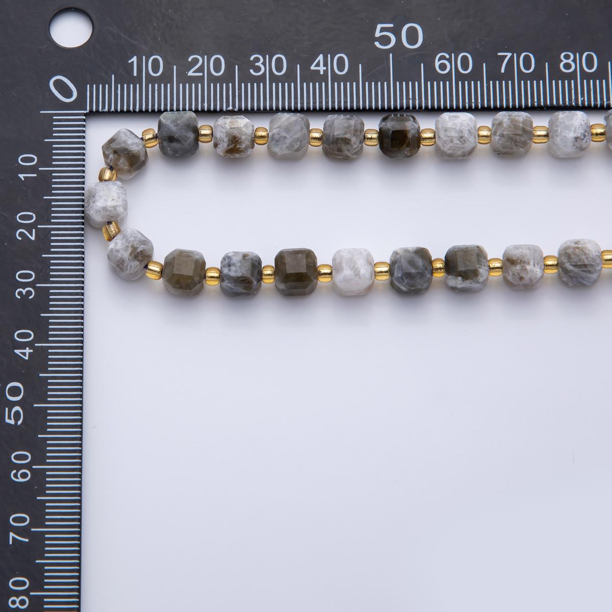 Labradorite Natural Gemstone 6.5mm Faceted Cube Dice Square Beads Strand | WA-3553
