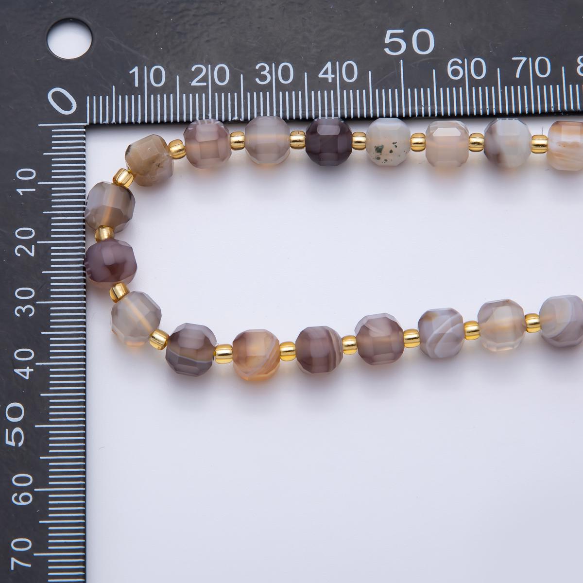 Persian Gulf Agate Natural Gemstone 6.5mm Faceted Cube Dice Square Beads Strand | WA-3557