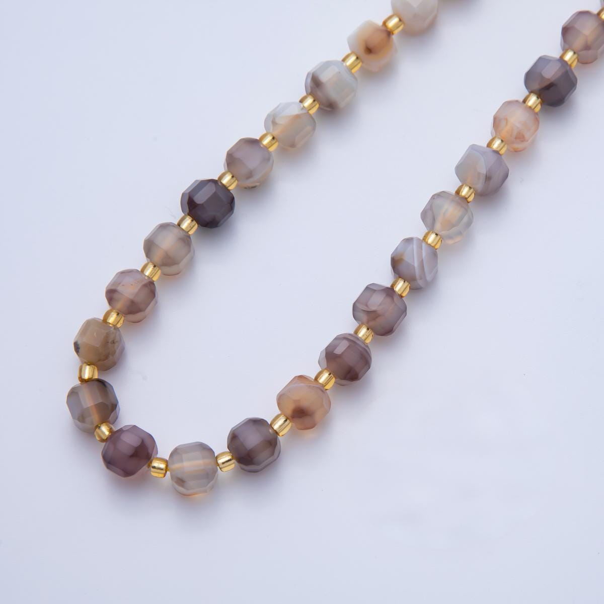 Persian Gulf Agate Natural Gemstone 6.5mm Faceted Cube Dice Square Beads Strand | WA-3557