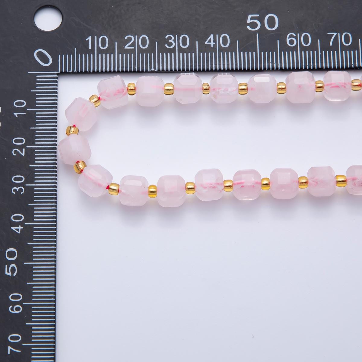 Rose Quartz Natural Gemstone 6.5mm Faceted Cube Dice Square Beads Strand | WA-3558