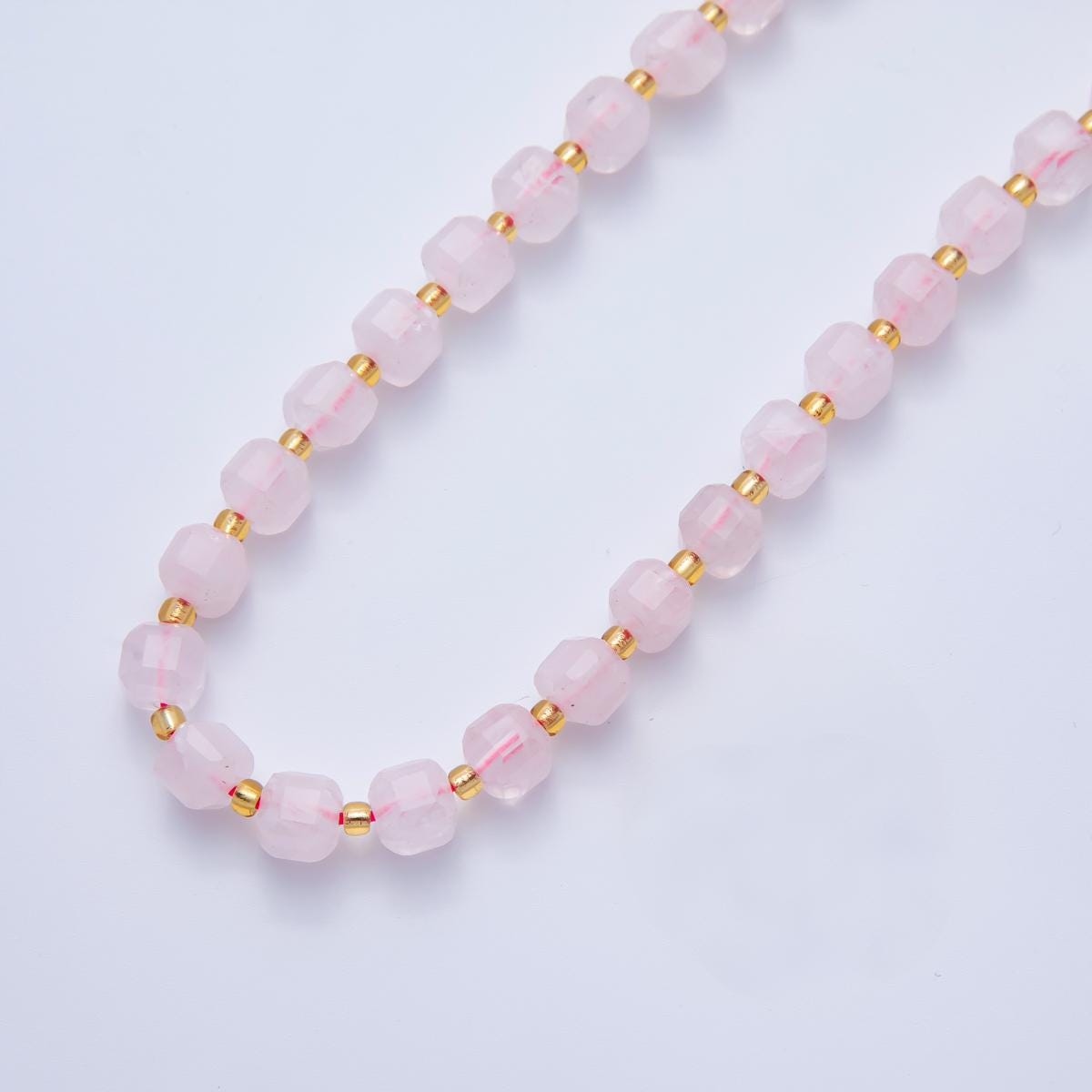 Rose Quartz Natural Gemstone 6.5mm Faceted Cube Dice Square Beads Strand | WA-3558