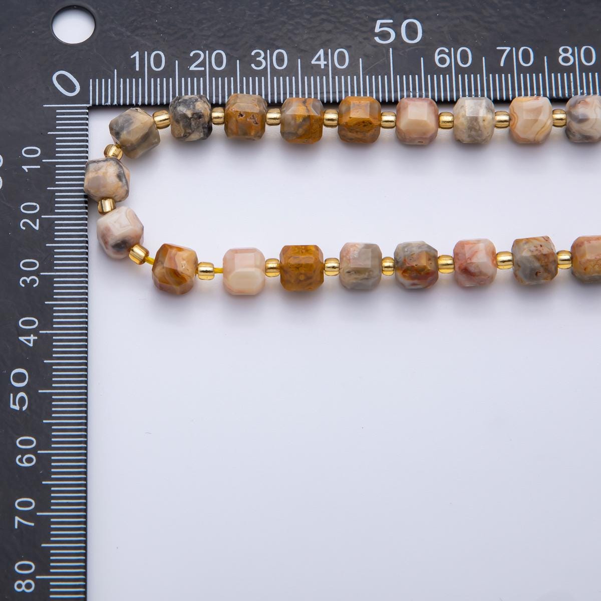 Dark Brown Crazy Agate Natural Gemstone 6.5mm Faceted Cube Dice Square Beads Strand | WA-3559