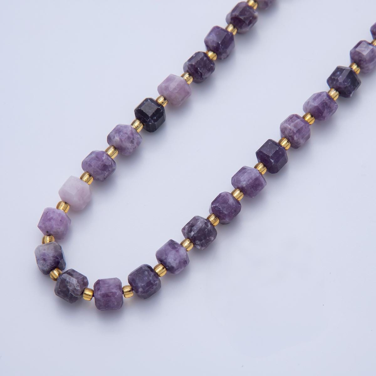 Purple Amethyst Natural Gemstone 6.5mm Faceted Cube Dice Square Beads Strand | WA-3560