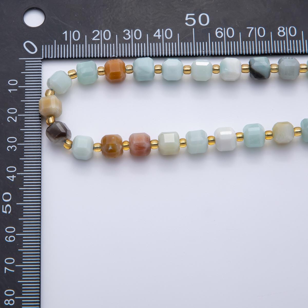 Green Amazonite Natural Gemstone 6.5mm Faceted Cube Dice Square Beads Strand | WA-3561