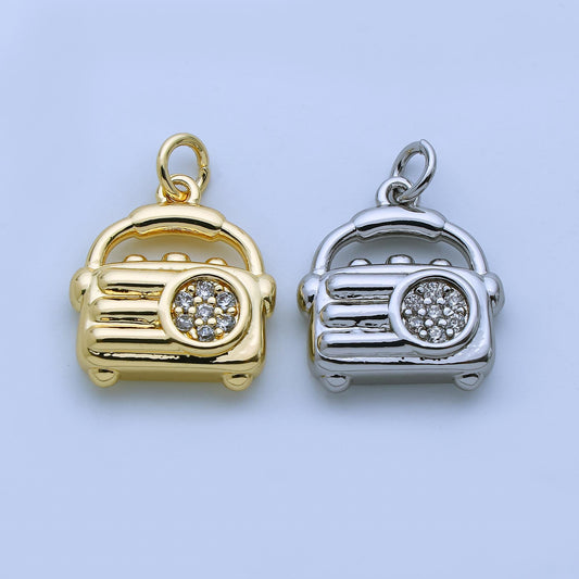 24k gold filled Mini Radio Charm Silver Retro Gadget pendant | AJ-370